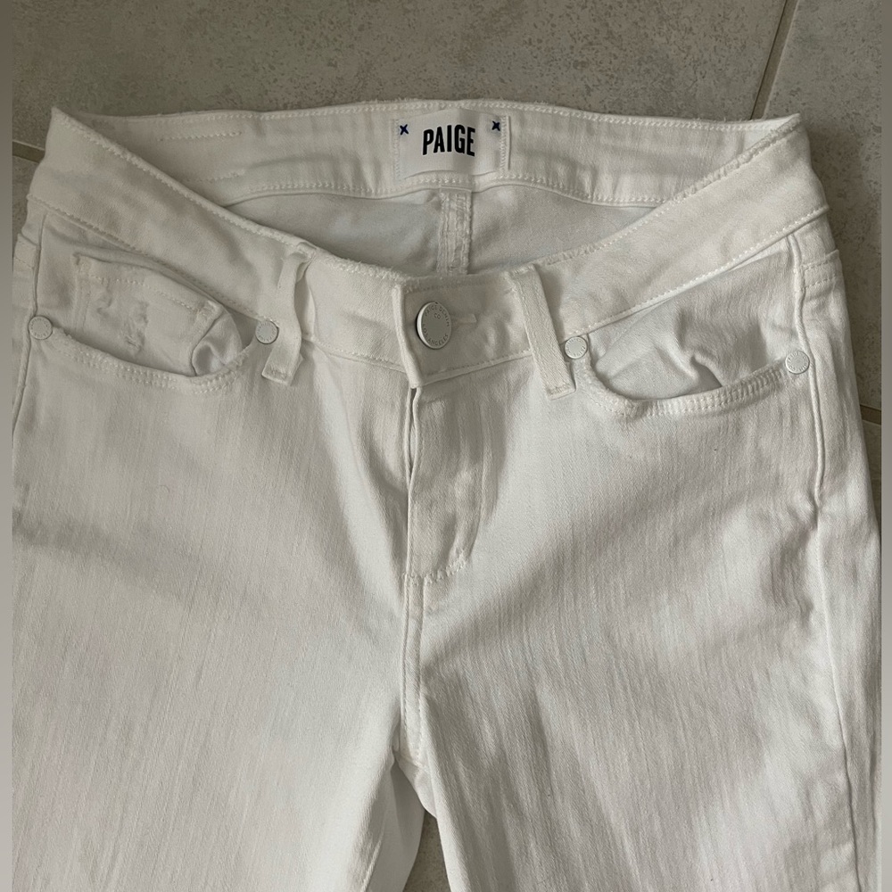 Paige mid-rise skinny jeans, white, size 26